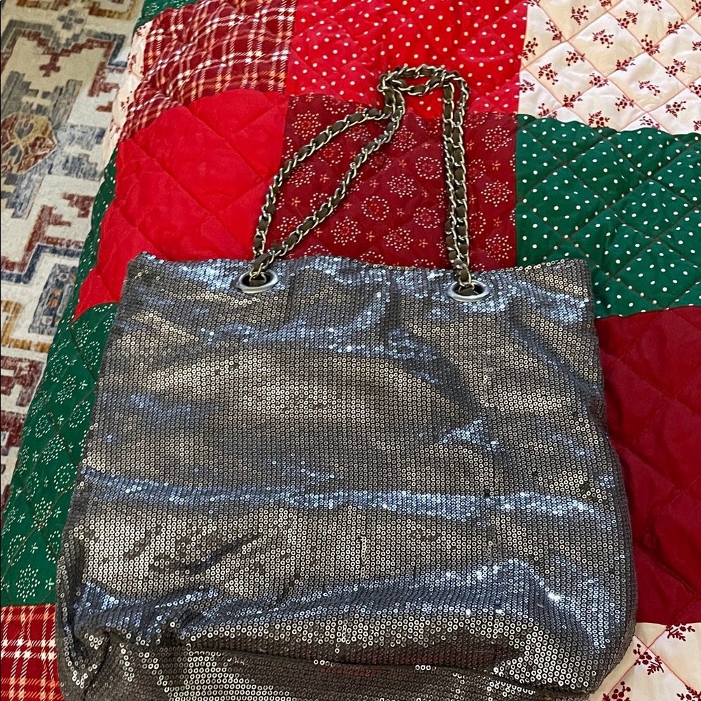 Silver Sequin Tote Bag